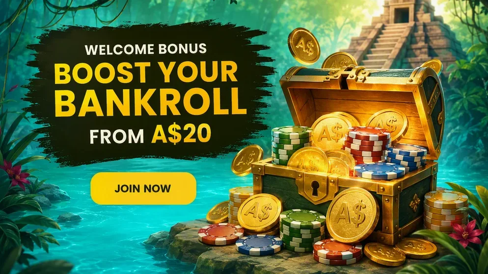 welcome bonus offer with chips and AUD coins